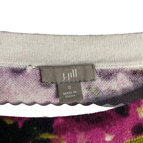 J. Jill Women's Purple Floral Round Neck Knit Top - Picture 4 of 7